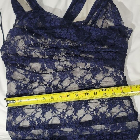 Express blue/nude lace overlay dress - Picture 7 of 10